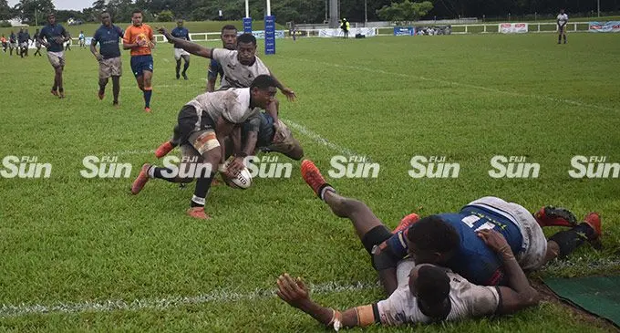 Jack’s Nadi player Orisi Eranavula makes a try saving tackle against Nadroga during the Skipper Fiji Rugby Championship clash at Lawaqa Park, Sigatoka, April 2, 2022. Photo: Waisea Nasokia.