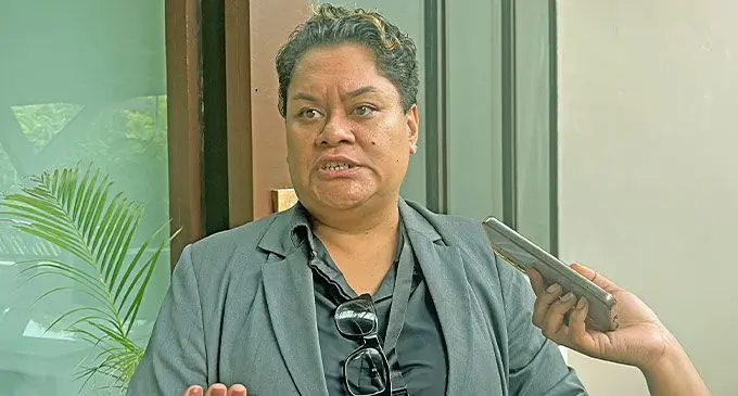 Acting Director of Public Prosecutions, Nancy Tikoisuva during an interview outside the Shangri-La Yanuca Island, Fiji resort Hall in Sigatoka on November 21, 2024. Photo: Beranadeta Nagatalevu