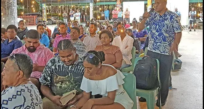 USP Student Alumni, Josh Tuisawau posing a question during the Talanoa Session at the Oceania Center, USP on November 3, 2022. Photo: Viliame Tawanakoro