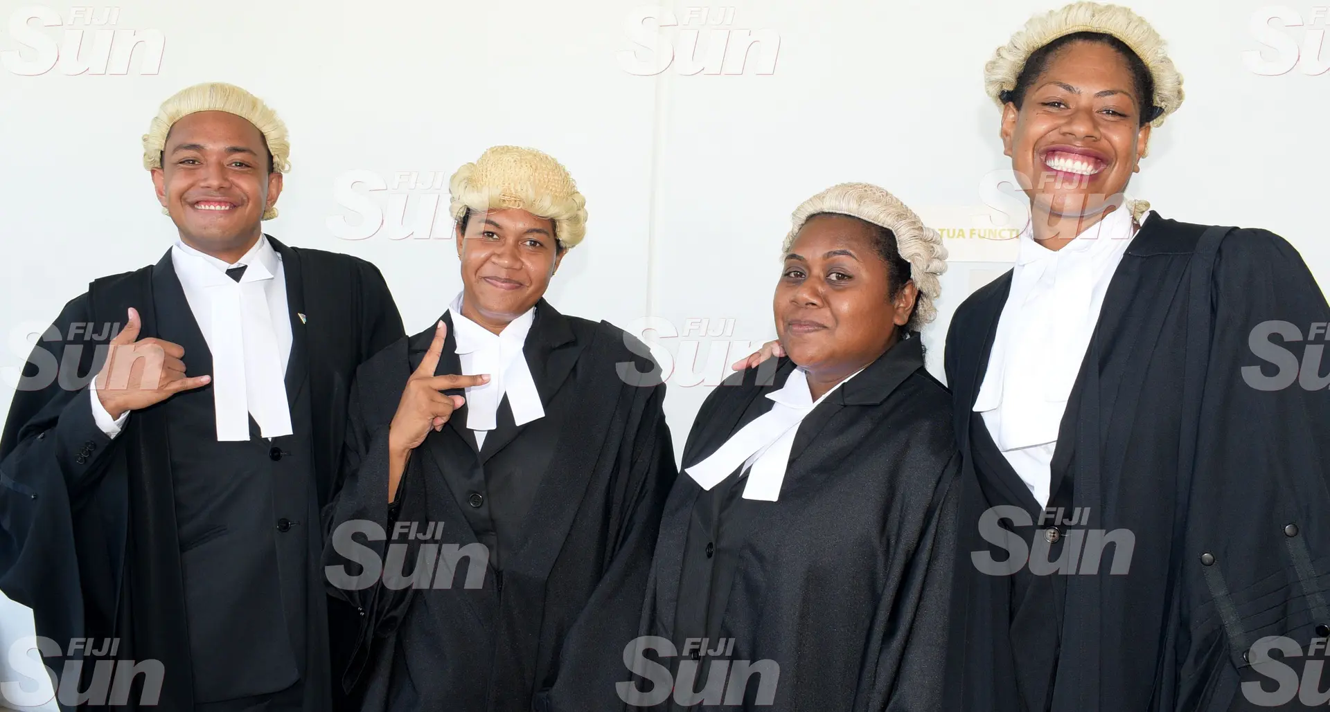 Enjoying the moment, young lawyers (from left) Tevita Cagilaloa, Josephine Vunise Kelera Kididromo and Adi Veti Vukalokalo following their admission to the Bar on January 31, 2020. Photo: Ronald Kumar.