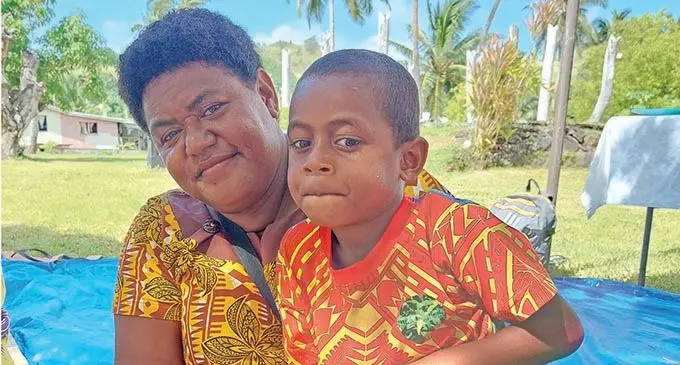 Kelera Karavaki with her 6-year-old son at Lomaloma Village in Vanuabalavu on January 22, 2022.  Photo: Wati Talebula-Nuku
