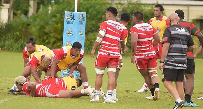 The Tongan side trains at Albert Park on June 30, 2021. Ikale Tahi will take on the Vodafone Flying Fijians at 3:30pm at the HFC Bank Stadium tomorrow. Photo: Ronald Kumar.