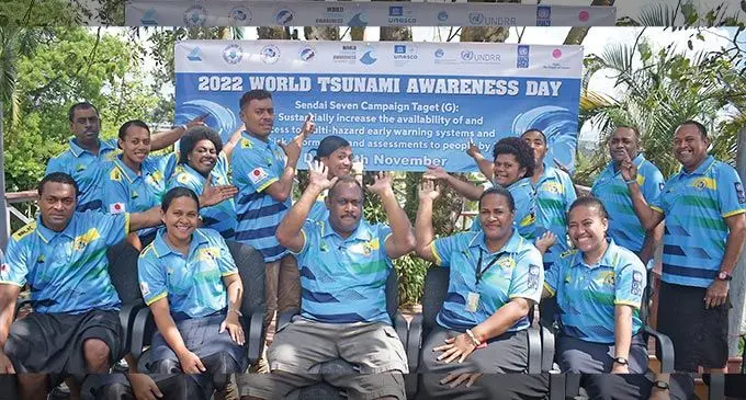 Mineral resources department staff while marking the 2022 World Tsunami awareness day in Nabua, Suva on November 4, 2022. Photo: Ronald Kumar