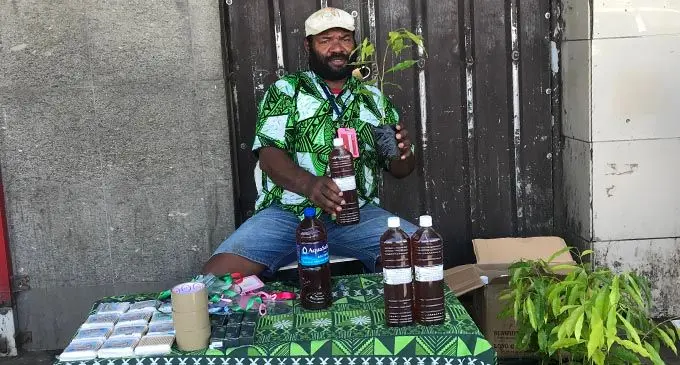 Nemaia Salavo selling his produce in front of FoodCity Supermarket, Suva on January 29, 2020.  Photo: Susana Tuilau
