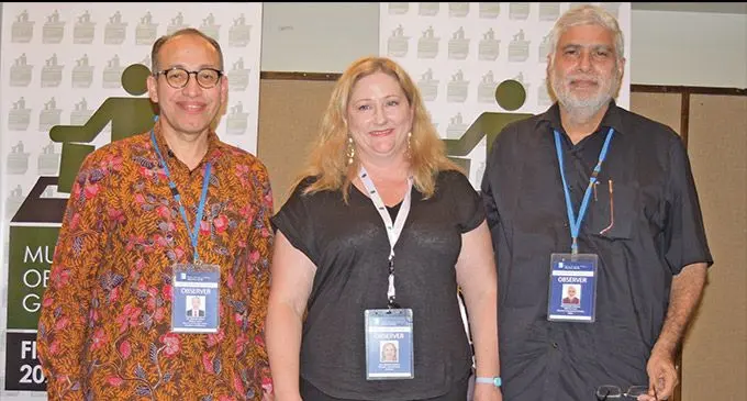 Multinational Observer Group co-chairs for 2022 General Election (from left) Muhsin Syihab (Indonesia), Rebekha Sharkie (Australia) and Dharmendra Sharma (India) said they were happy with condct of Election. Photo: Ronald Kumar