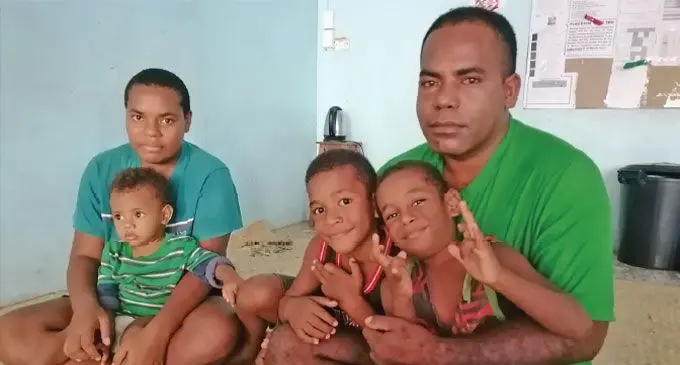 Vilise Draunimasi with children he lives with at his home in Korovuto, Nadi. Photo: Mereleki Nai