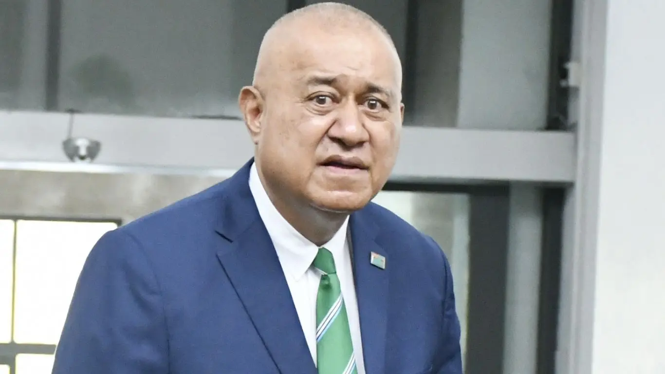 Minister for Policing Ioane Naivalarua outside Parliament on August 17, 2026.