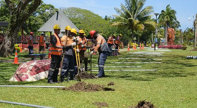 Work on marking the road widening process along Queens Elizabeth Drive has started as part of My Suva Park will also be used during the road construction. Photos: Ronald Kumar
