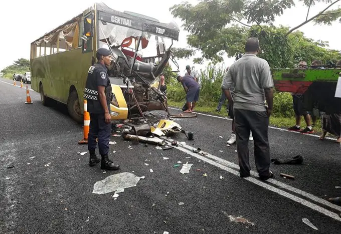 The scene after the crash at Nakeba Stretch, Taveuni.