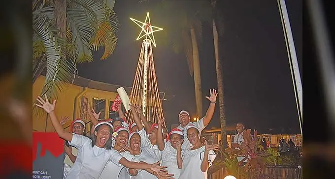 Tanoa International Hotel staff members at the annual Christmas Tree lighting at the Tanoa International Hotel in Nadi, on November 28, 2022. Photo: Waisea Nasokia