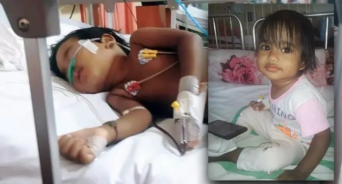 Little Samaira Ali at the Lautoka Hospital before and after her chemotherapy.