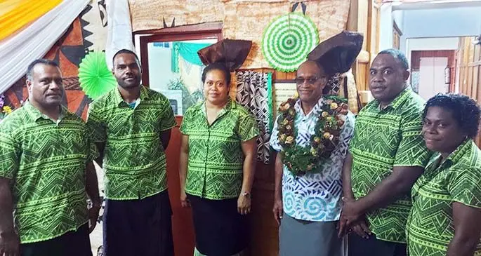 Minister for Infrastructure, Meteorological Services, Lands and Mineral Resources Jone Usamate (fourth from left), with staff of the newly-opened Ministry of Lands office in Rakiraki. Photo: Ministry of Lands