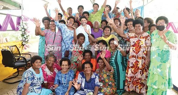 Market Vendors from Moturiki and Ovalau with the Acting Prime Minister Aiyaz Sayed-Khaiyum after the groundbreaking ceremony of their new market in Levuka on February 28, 2022.   Photo: Manhar Lal