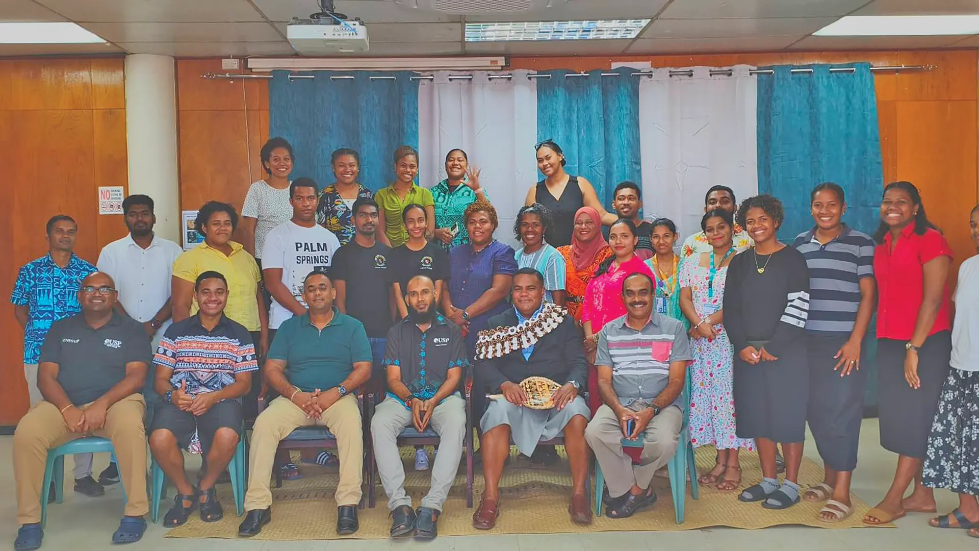 University of the South Pacific students and staff gathered with the chief guest, Labasa Town Council Special Administrator Samuela Ligairi (wearing garland) during the Ratu Sukuna day celebration in Labasa on May 27, 2026.