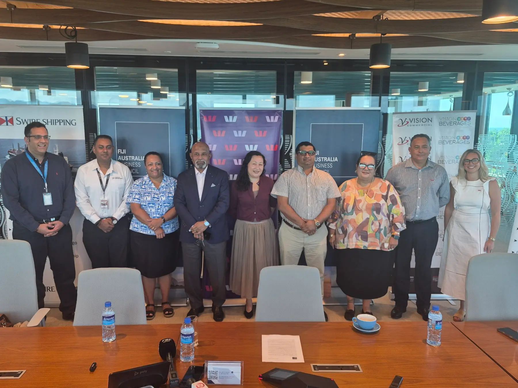 Fiji Australia Business Council (FABC) President Himen Chandra (sixth from left), with business leaders, 