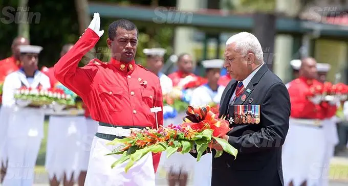 Prime Minister Voreqe Bainimarama during Remembrance Day wreath laying ceremony at National War Memorial ground on November 11, 2020. Photo: Ronald Kumar.