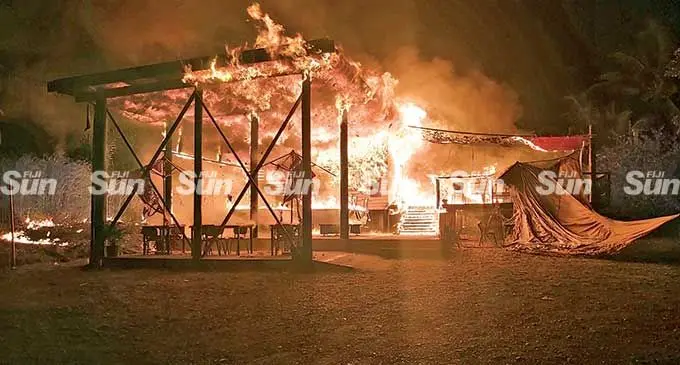 The fire which fully destroyed the Chill Zone Café and Kava Bar at Namaka, Nadi in the early hours on March 7, 2022. 