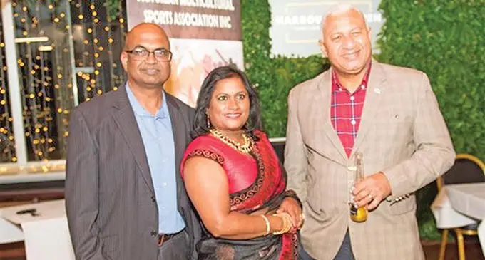 Victorian Multicultural Sports Association president Vishwa Kumar, his wife Angelina Kumar and Prime  Minister Voreqe Bainimarama in Melbourne.