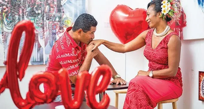 James and Ana Bolabiu celebrating Valentine’s Day at the Governors Cafe, Suva on February 5, 2021. Photo: Leon Lord