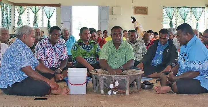 Villagers of Makadru Village in Matuku, Lau during a talanoa session with the Minister for Agriculture Vatimi Rayalu. Photo: Josefa Babitu