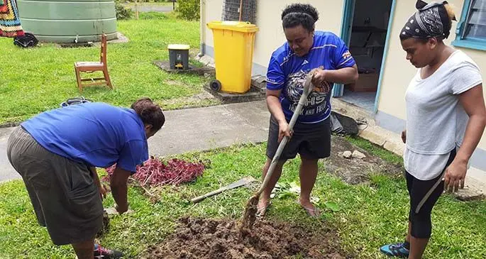 Mokani Youth Club members clean up the Mokani Health Centre on March 6, 2021. Photos: Mokani Youth Club