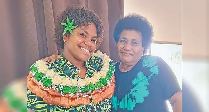 Ana Yabakivou with her grandmother, Anasimeci Solokai, after the Naleba Training Centre graduation ceremony on November 21, 2024. Photo: Sampras Anand