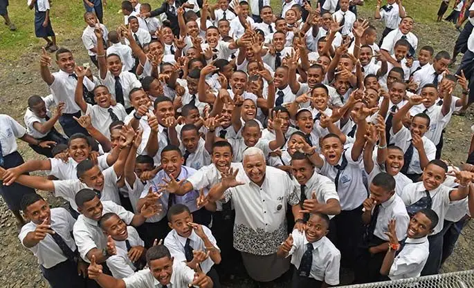 Prime Minister Voreqe Bainimarama at Queen Victoria School (QVS) in Matavatucou, Tailevu, to open a new school block on July 9, 2020. He was also at Dawasamu to open a new Police Post. In 2016, QVS was among the hundreds of Fijian schools devastated by Tropical Cyclone Winston. This school received an R5 damage rating – the most severe. Photo: Office of the Prime Minister