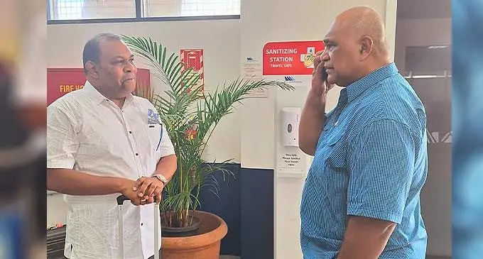 Fiji Pine executive chairman Ratu Rakuita Vakalalabure (right) with Fiji Pine Group director and Fiji Airports chief executive officer, Mesake Nawari. Photo: Fiji Pine