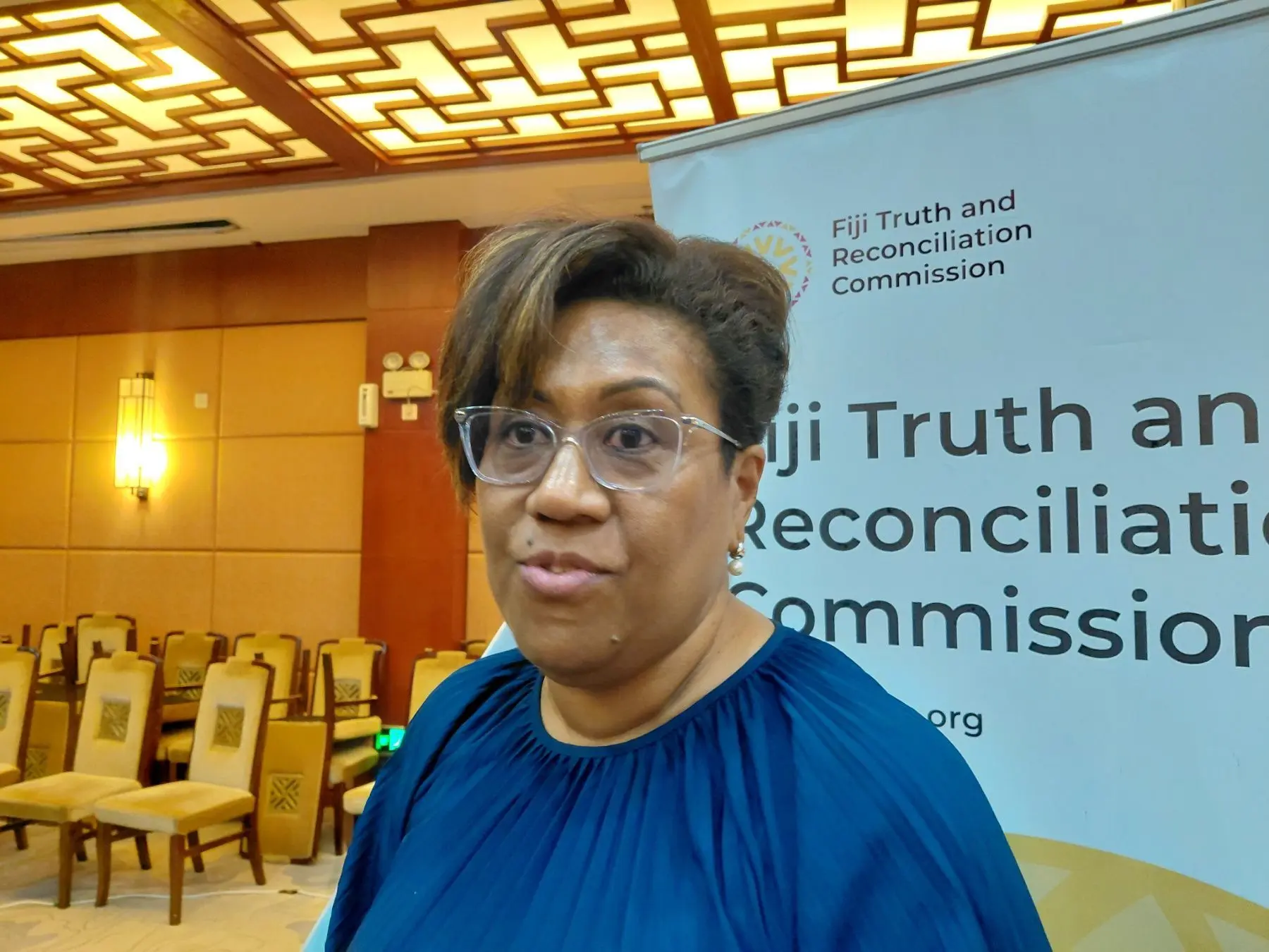 FTRC Commissioner Ana Laqeretabua speaks to reporters at the Suva Civic Centre on November 11, 2025. Photo - Kaneta Naimatau.jpg