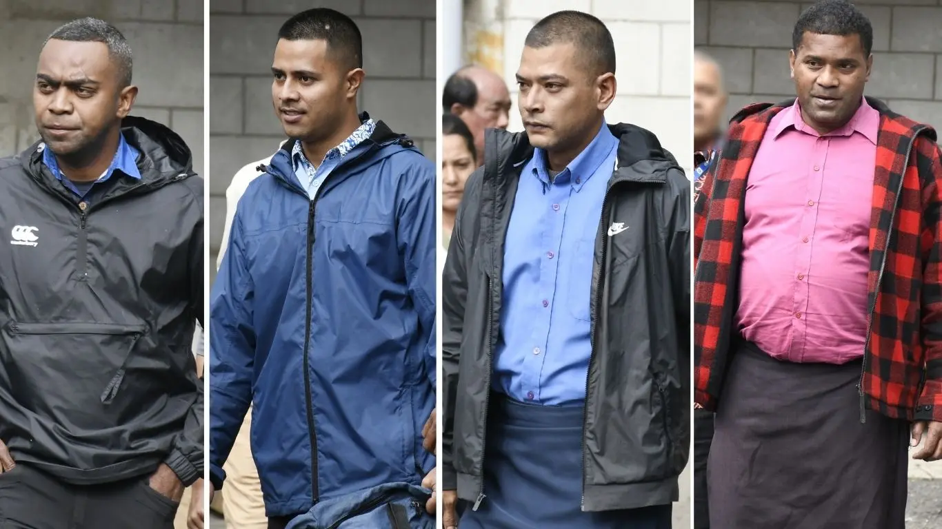 Suspended police officers (from left): Sevanaia Sedra, Jonathan Whippy, Kurt Warrick Yee  and Ponipate Domolailai.
