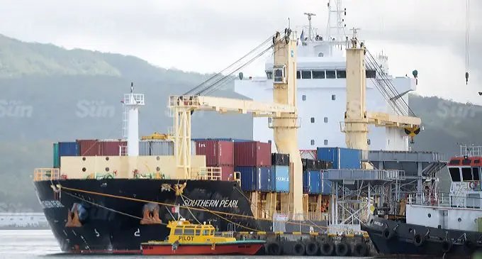 Cargo ship Capitaine Wallis berth at Kings Wharf on April 20, 2021. Photo: Ronald Kumar