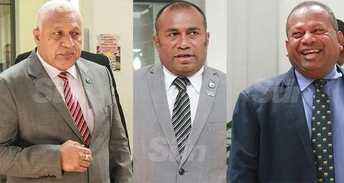 Prime Minister Voreqe Bainimarama, Prime Minister Voreqe Bainimarama and Inia Seruiratu.
