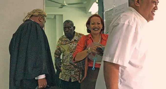 Manoa Malani (right) and Veronica Malani outside the High Court in Suva on March 29, 2022.  Photos: Ashna Kumar