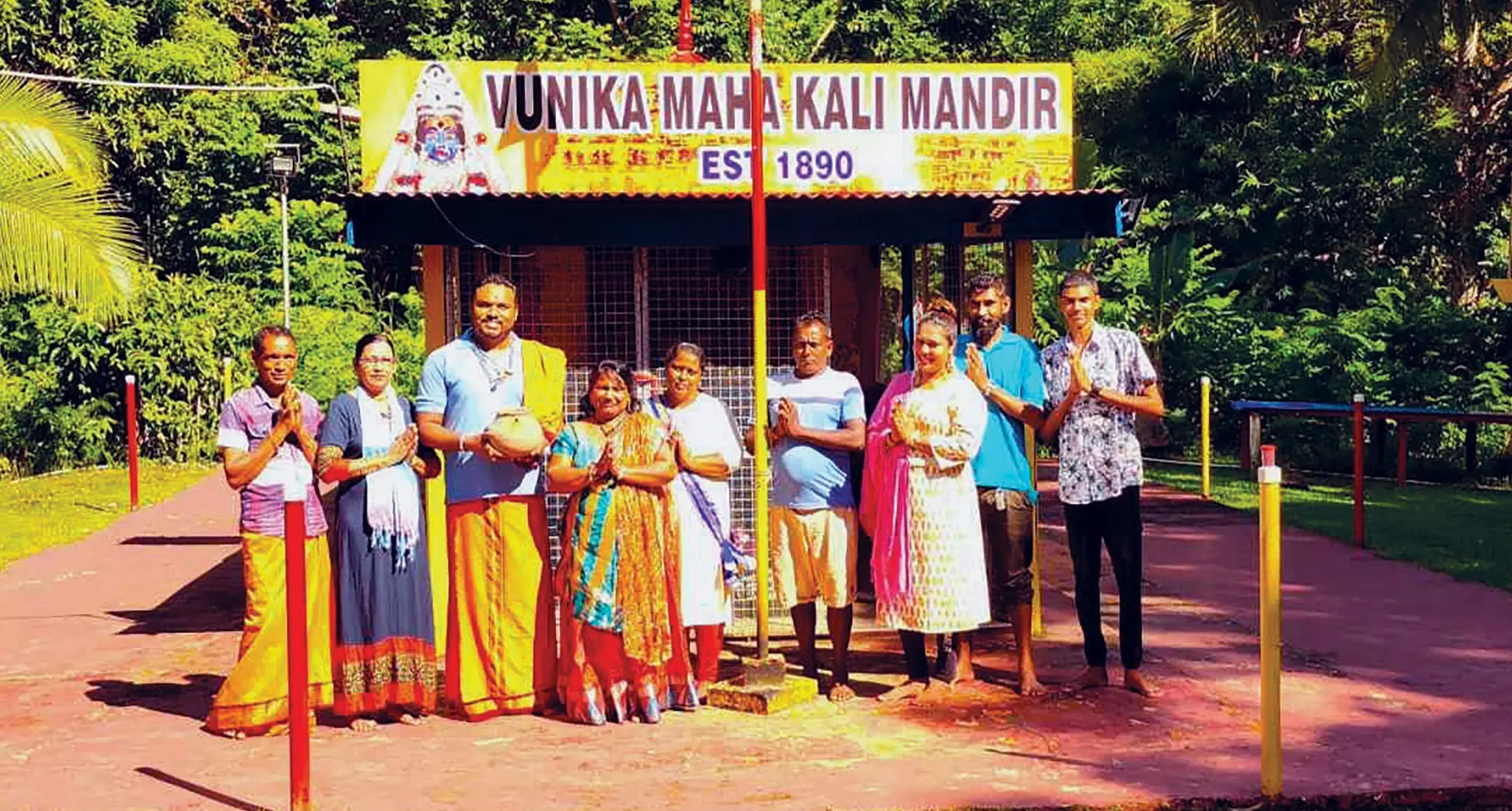 Pundit Shiva while holding the clay pot at the Vunika Maha Kali Mandir in Labasa on May 12, 2023. Photo: Shratika Naidu
