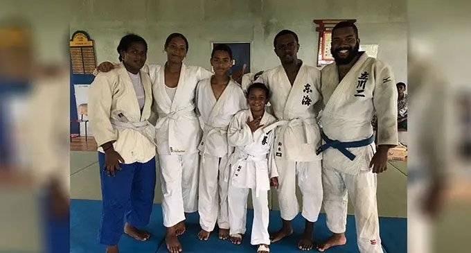 : From left: Mere Siteri Lewaravu, Cassandra Valentine, Naulu Faivakibau, Kalitui Manuel, Sailosi Livitalo and Zephaniah Sela at the National Judo Centre in Nabua, Suva on February 25, 2023. Photo: Sereana Salalo