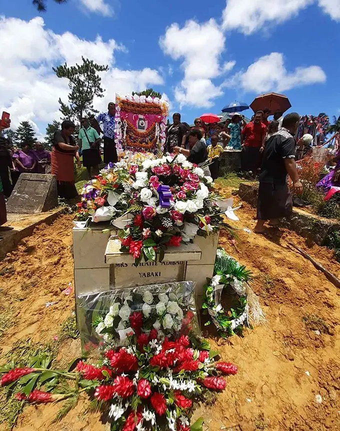 Tomb stone of the late Adibau Atilaite Yabaki where her namesake Patricia Atilaite Adibau Yabaki was also laid to rest.