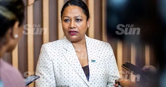 Minister for Education, Heritage and Arts and Local Government Premila Kumar during a press conference on October 7, 2021. Photo: Leon Lord