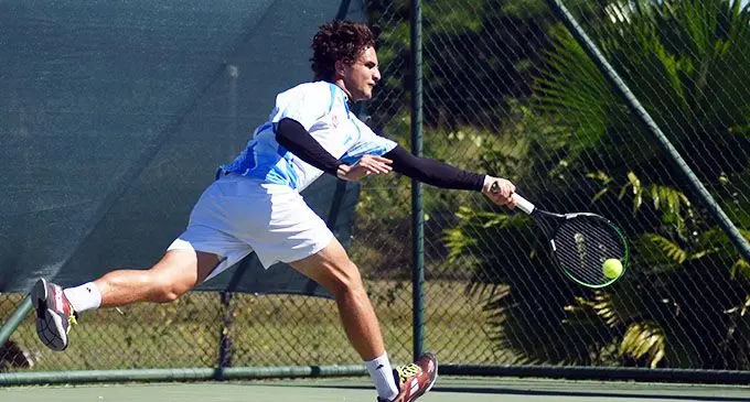 Fiji’s top tennis player William O’Connell in action during the Punjas Pacific Nations Cup at the Tennis Fiji Regional Centre at Nadovu Park, Lautoka on May 29, 2019.  Photo: Heredia Roses Photography