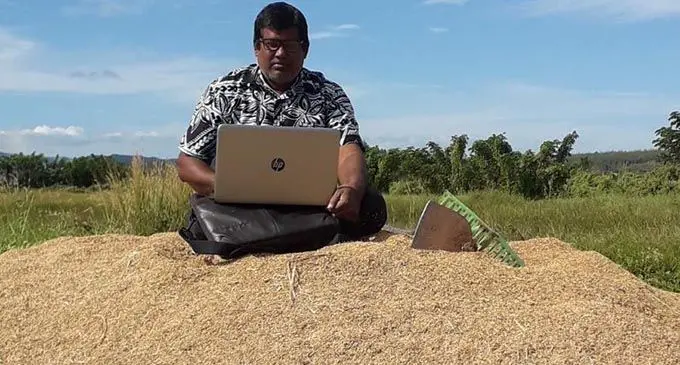 Galoa Island Primary School headteacher Rishi Ram at his rice farm in Naibulu, Dreketi, Labasa. 
