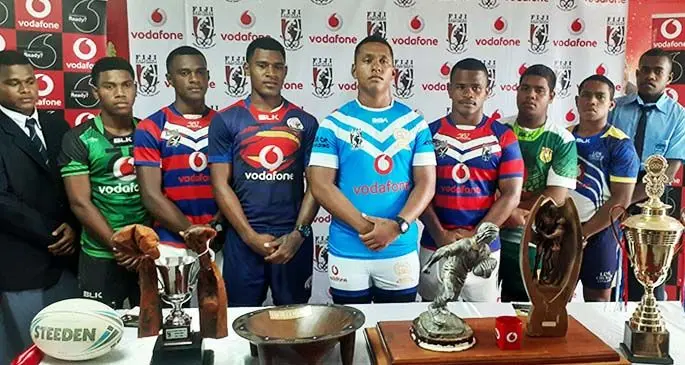 Fiji Secondary Schools Rugby League team captains during the launch at the Vodafone Booth at the ANZ Stadium in Suva on January 27, 2020. Photo: Simione Haravanua