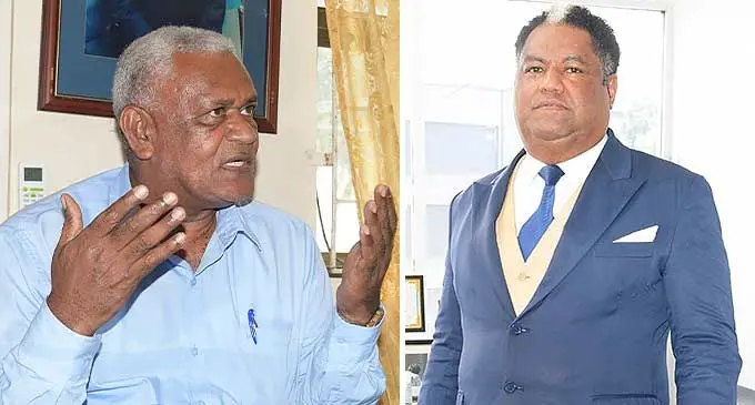 The former SODELPA general secretary, Lenaitasi Duru {left). and current party general secretary, Viliame Takayawa. Photos: Ronald Kumar