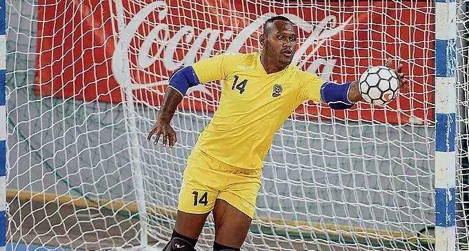 Fiji and Suva goalkeeper Akuila Mateisuva is one of the many top footballers in the country who are member of the Fiji Police Force and are affected by the ban. Photo: OFC Media