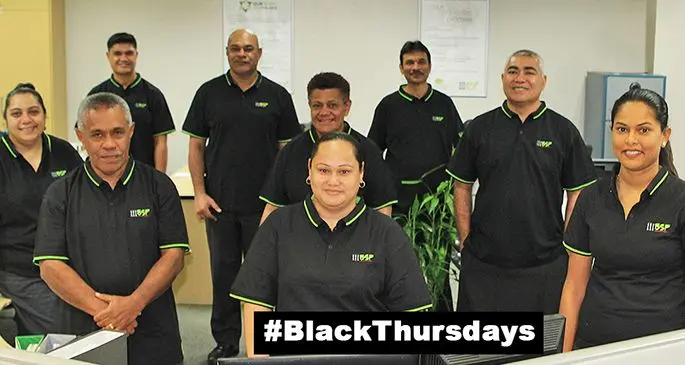 BSP staff in their black uniforms.