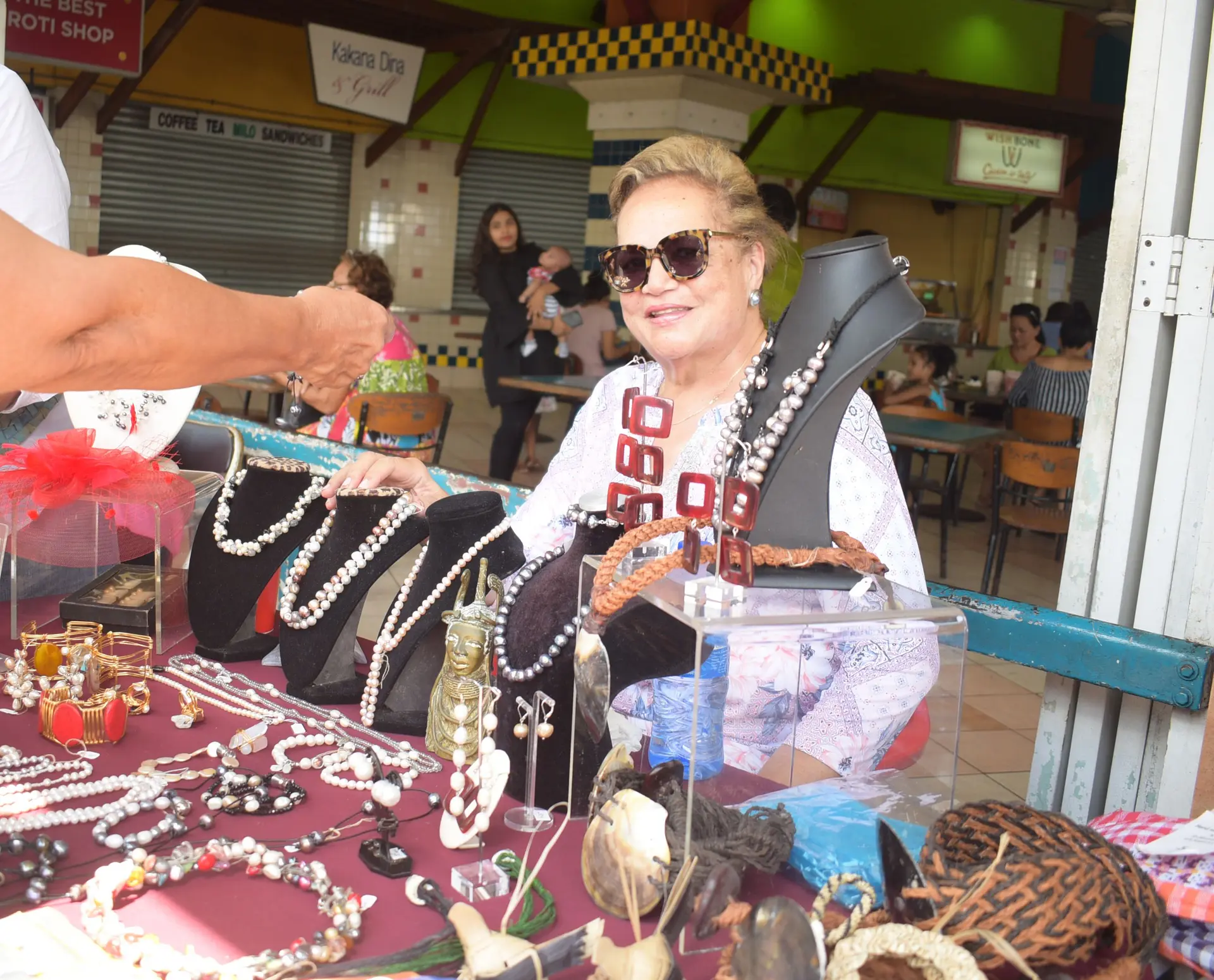 Bernadette Ganilau at her jewelleries stall during the Roc Market in Suva on February 17,2019.Photo:Simione Haravanua.