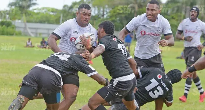 Swire Shipping Fijian Warriors on the attack against the Vodafone Under-20 side last week. Photo: Ronald Kumar