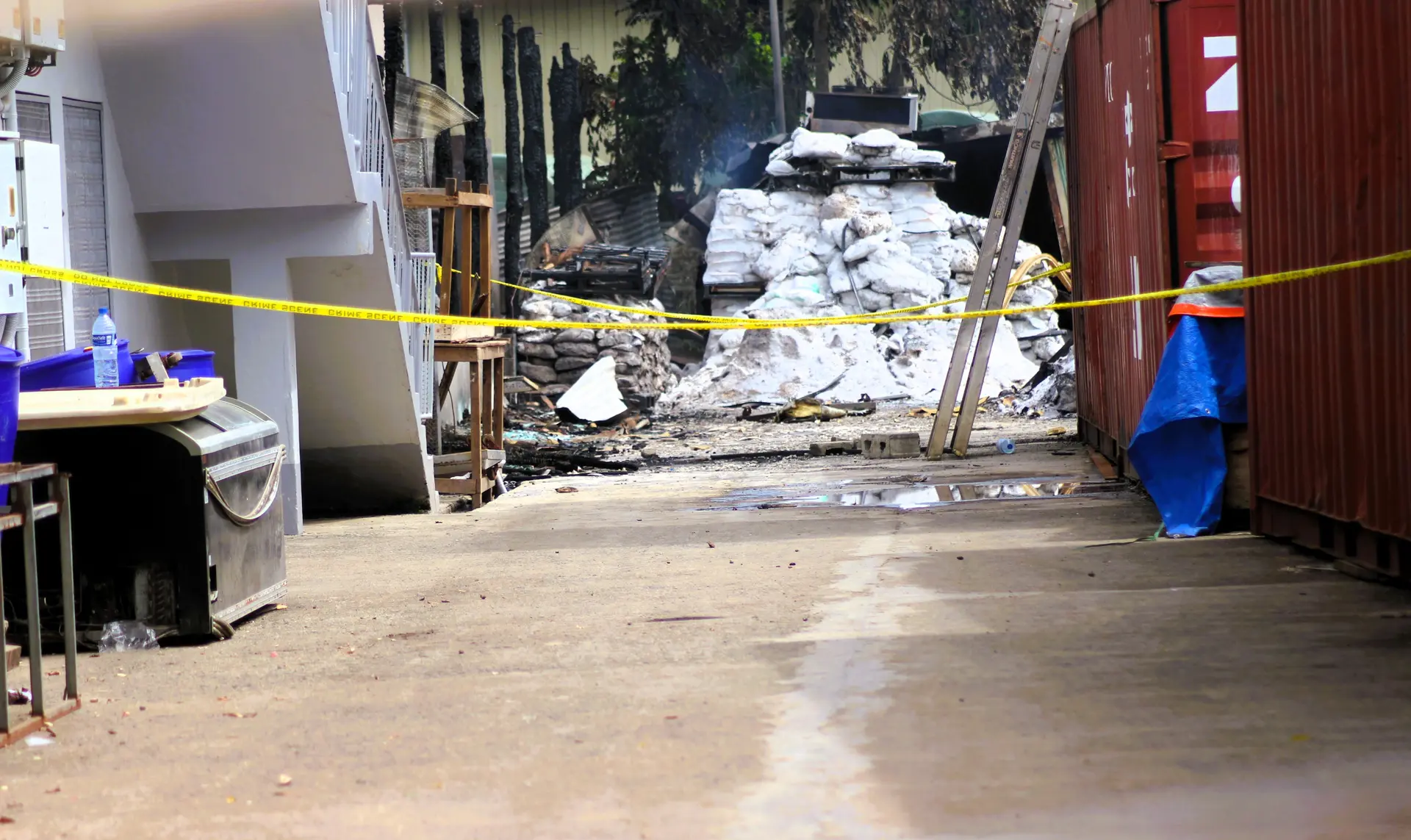Police cordoned off the fire scene at the Gold Hold Sea Food PTE LTD at Vakamasisuasua industrial zone in Labasa on March 31, 2026.