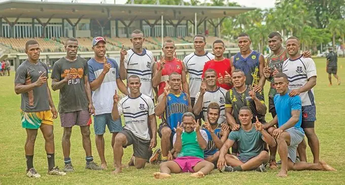 Hydro rugby team after a training session at Albert Park in Suva on March 22, 2021. Photo: Leon Lord