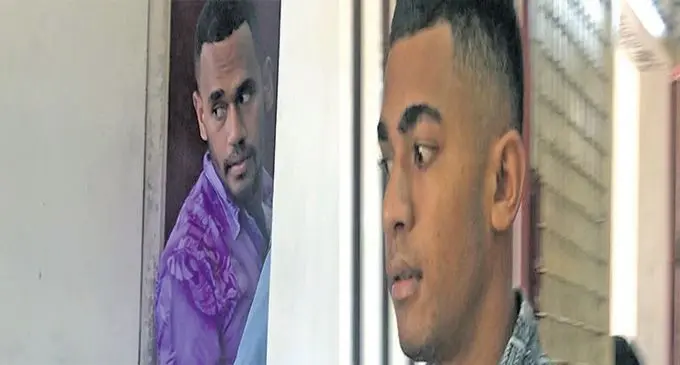 Mesulame Tuiwanu (left), and Nepote Sokobalavu outside the Nausori Magistrates Court on February 19, 2018.  Photo: Fonua Talei