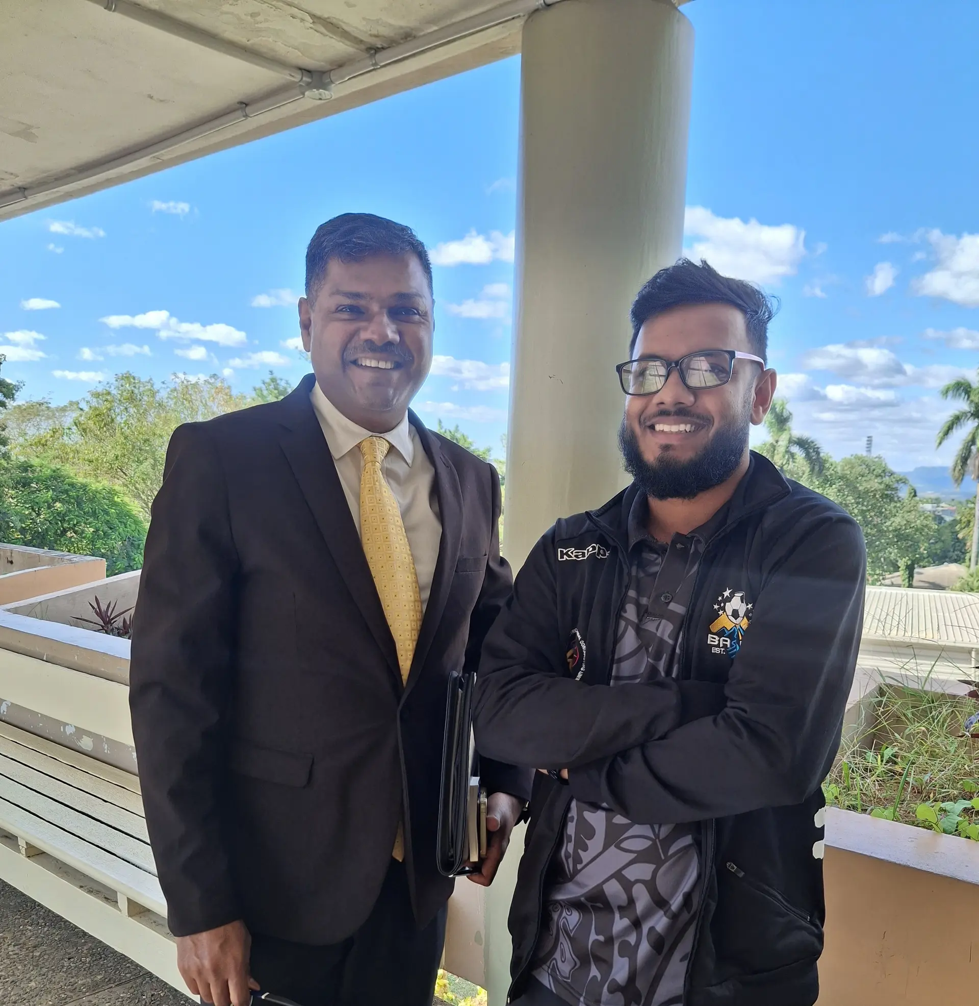 From left: Lawyer Ronald Gordon and accused Dr Abdal Muizz Shaheed at the Lautoka Magistrate Court on July 3, 2026.