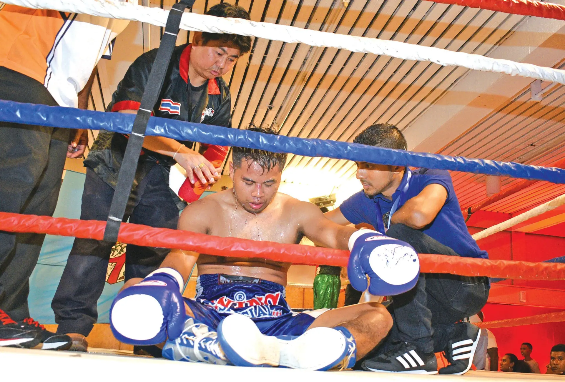 Thailand boxer Jomyuth Narongchai, after he was beaten by Sebastian Singh of Fiji during Westwood Promotions Super Welterweight 67kg main bout at Novotel, Lami on February 16, 2018. Photo: Ronald Kumar.